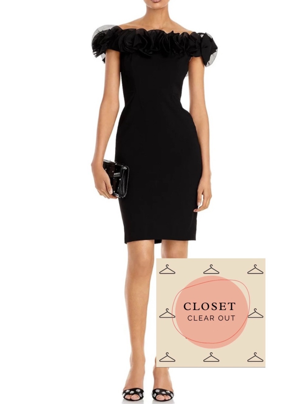 Aiden Mattox Ruffled Off The Shoulder Black Dress 12 NWT Sold Out